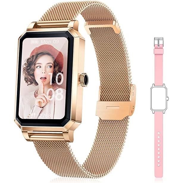 Montre Connectée Femme TAOPODO - Compatible Android Et IOS, Écran Tactile, Design Gris, Suivi D'Activité