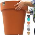 Pot de fleurs plantes jardinière XXL Lofly en plastique - 49x46cm - anthracite-1