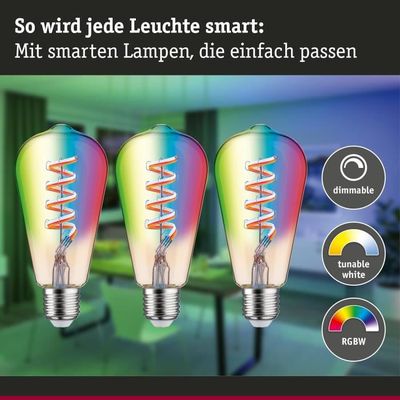 Philips Smart LED Tunable White filament globe ampoule or dimmable - E27 7W  470lm 2700K-6500K 230V