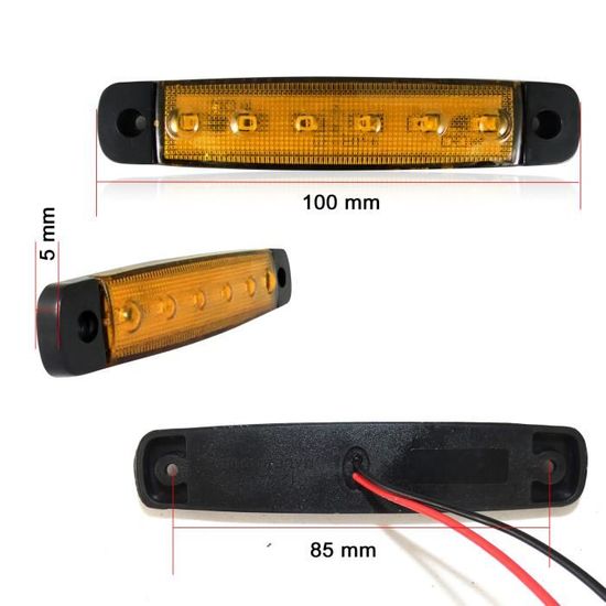 Feu de Gabarit LED Position Latéral 12V Orange Cadre Chromé Camion