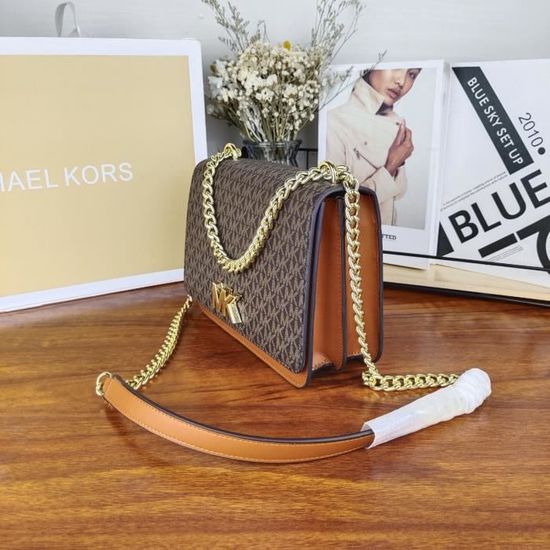 2020 nouveau Michael Kors MK ancienne fleur couleur assortie moyenne epaule diagonale all match petit sac carre marron marron Cdiscount Bagagerie Maroquinerie