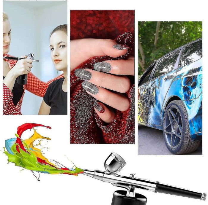 Kit Aérographe Sans Fil Avec Compresseur, Pistolet à Aérographe Rechargeable Portable Sans Fil Avec Buse De 0,3 Mm Pour Maquillage, Décoration De Gâteau, Coloration, Nail Art, Tatouage (Rose