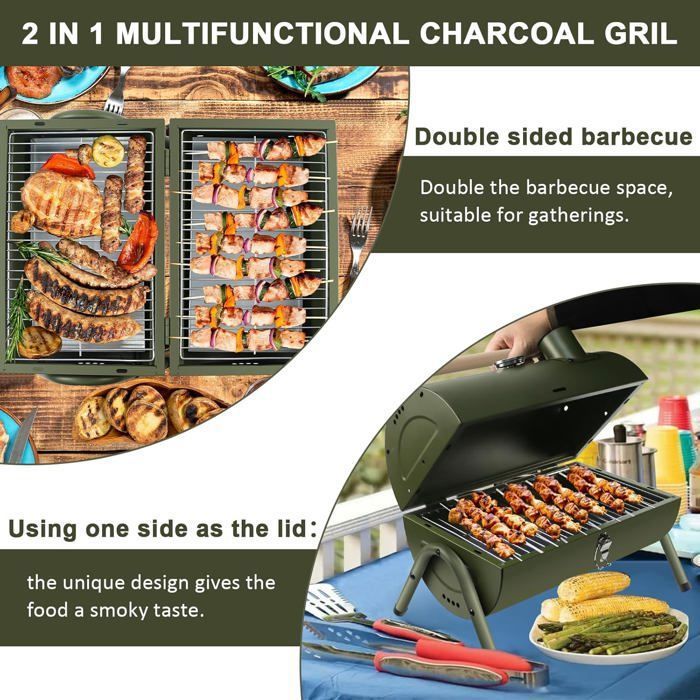 Table Barbecue Pliable 2 En 1 Titane - Pour Camping Et Extérieur - Au Charbon - Boundless Voyage
