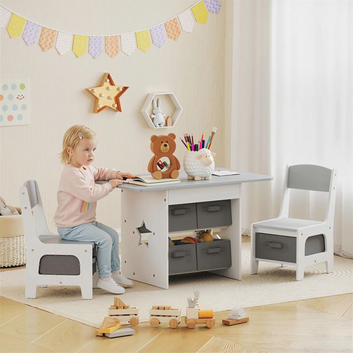Relaxdays Set Table + 2 Chaises Enfant – Motif Monstres Colorés, MDF & Bois, Coin Jeux & Dessin Garçon & Fille – Hauteur Adaptée