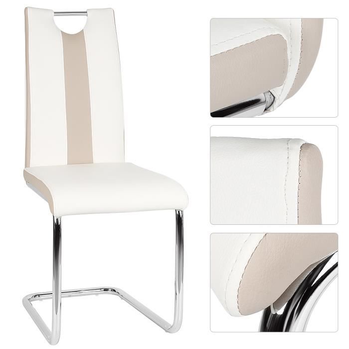 Lot De 8 Chaise De Salle À Manger À Piétement Haut Dossier Blanc En Simili/ métal à Prix