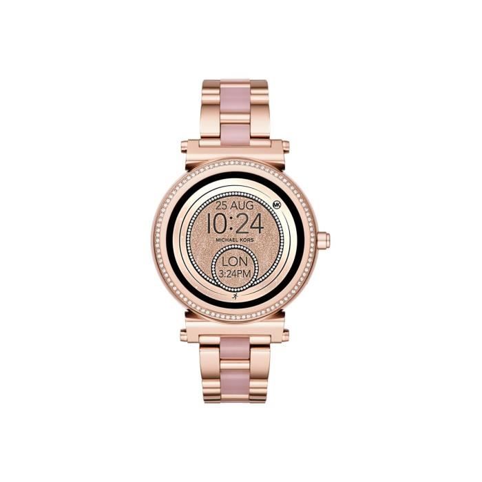 Michael Kors Access Sofie Pave 42 mm rose or montre intelligente avec bracelet de lien acier inoxydable or rose affichage 1.19 Cdiscount Telephonie