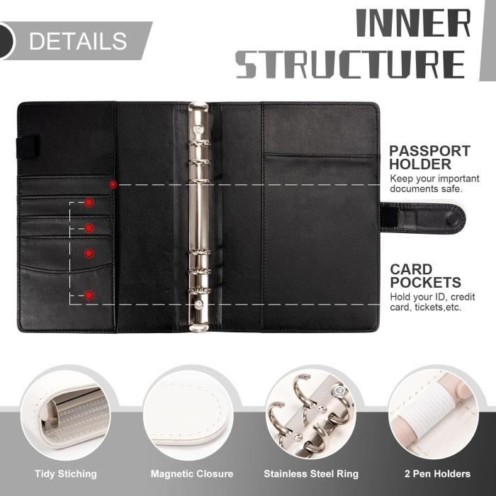 Busta Budget A5 In Eco-Pelle – Sfida 100 Buste Per Risparmiare 5.050 €, Planner Con Taccuino E Tasche, Nero - Foto 1