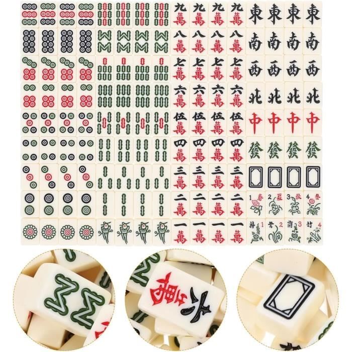 Mini Jeu De Mahjong Chinois Portable – En Résine Mélamine – Boîte De Rangement Incluse – Idéal Voyage, Cadeau