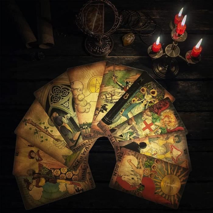 Jeu De 78 Cartes De Tarot Dorées YIMINGOUFEI – PVC étanche, Effet Feuille D’or, Guide Inclus – Divination Mystique Noir Et Or