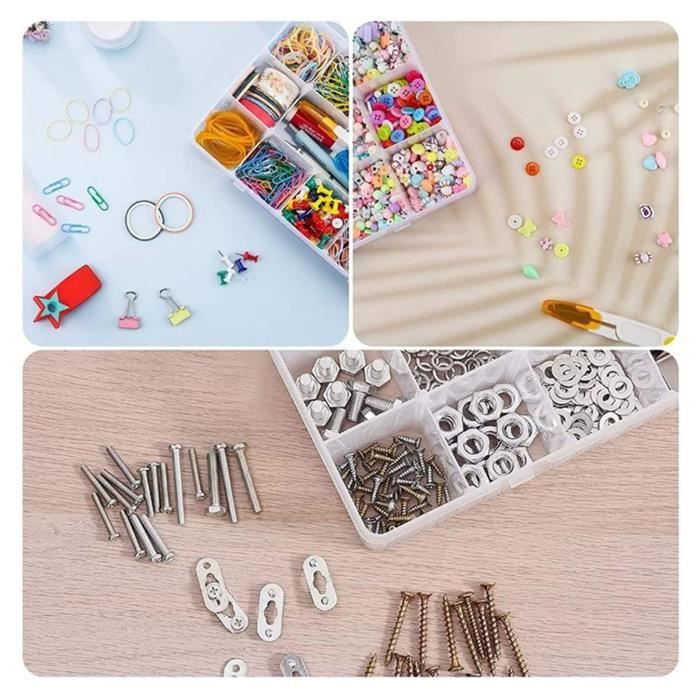 Boîte De Rangement - QIILU - 15 Grilles - Plastique PP - Transparent - Amovible - Maison