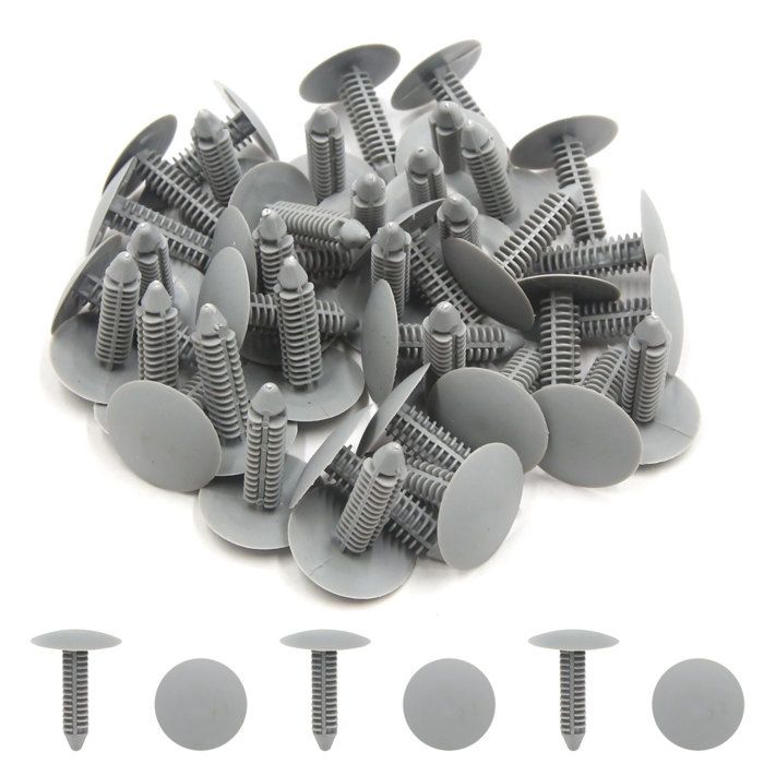 SOURCING MAP 50Pcs 6mm Trou 15mm Dia Clips fixation rivets en plastique noir pour aile auto voiture - Bricolage