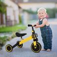 BELFOYER - Vélo Draisienne Tricycle 3 en 1 pour Enfants - Jaune - Selle et Guidon Réglable-2