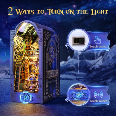 Sprifityy Kit DIY Book Nook – Puzzle 3D En Bois « Dimensions Infinies » – Miniature Avec Éclairage LED Cyberpunk – Déco Maison