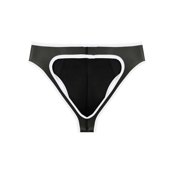 Sous-vêtement Cuir Verni Trous Pénis String Homme En Cuir IEFIEL