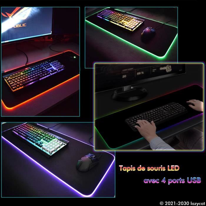 TITANWOLF - RGB Tapis de Souris Gaming XXL 120 x 60 cm - LED Lumineuse Tapis  de Souris Multicolore 11 Modes - 1200 x 600mm - [395] - Cdiscount  Informatique