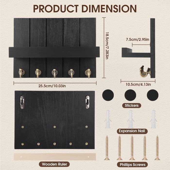 Porte Clef Ural,Porte Cle Ural Avec étagère Et 4 Crochets, Porte Clé