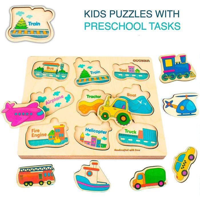 EKKONG Jouet Puzzle Enfant Bois,Jouets Montessori Jeu 1 2 3 4 Ans,Jouet  Bebe Animaux Puzzle