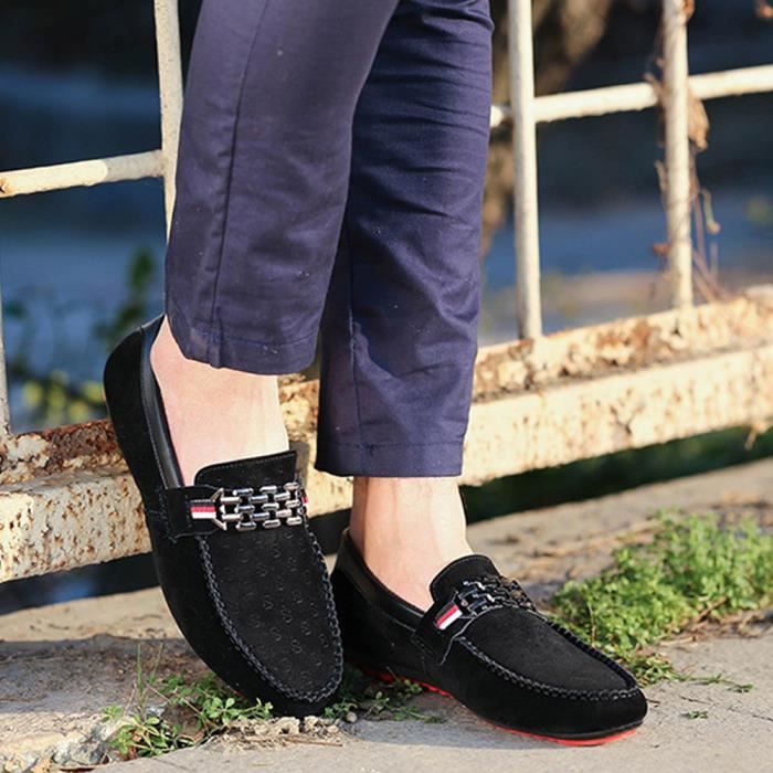 Mocassin Hommes Mode Cuir Chaussures en Noir Noir Cdiscount Chaussures