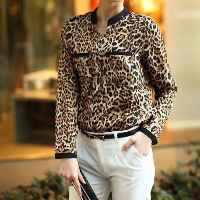 Chemise leopard femme sale soie