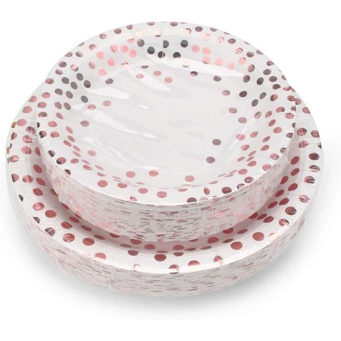 TOPWAYS Noire Or Assiette Jetable Anniversaire, 48pcs 23cm Papier Assiette Vaisselle Jetable