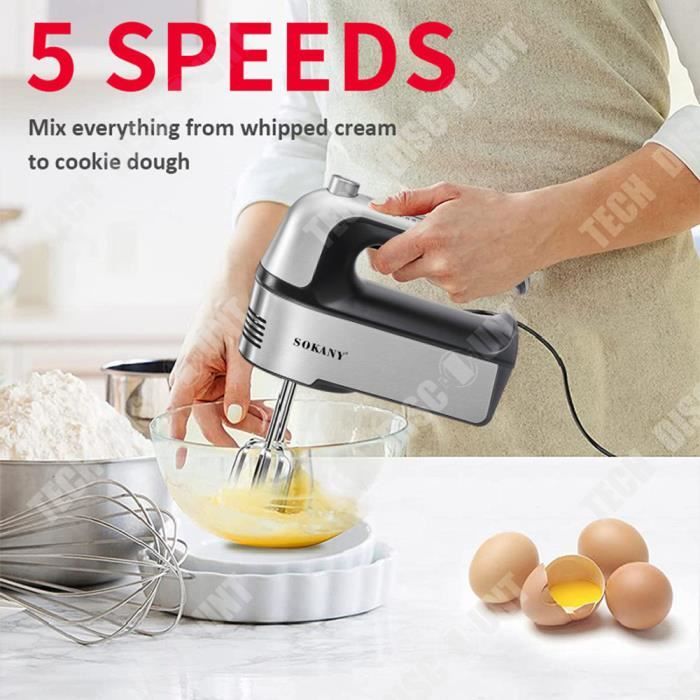 Batteur à Main électrique Sans Fil Behogan - 4 Vitesses, 2 Fouets Inox, Batterie USB 1500mAh - 4
