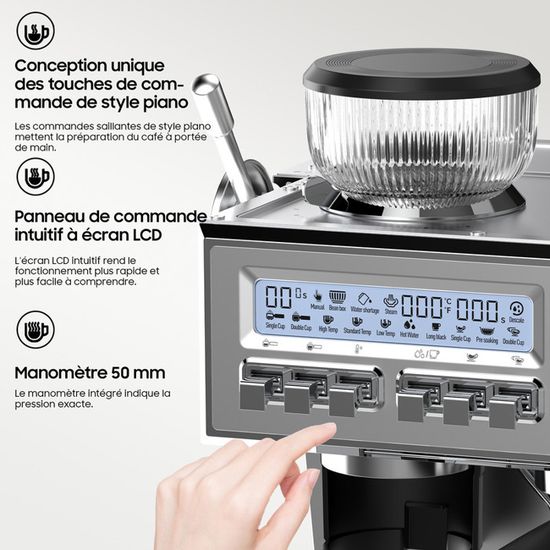 Iceagle Machine à Expresso à Pompe Italienne, 20 Bars, 1350W, Reservoir