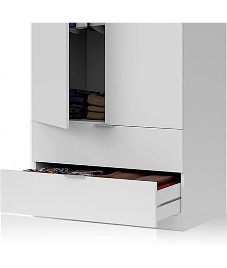 Armoire à Deux Portes Blanche 81,5 X 180 X 52 Cm - Rangement Pratique Et Élégant