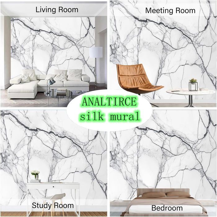 Papier Peint Photo Wallpaper Mural,3D Panoramique Murale Marbre Blanc ...