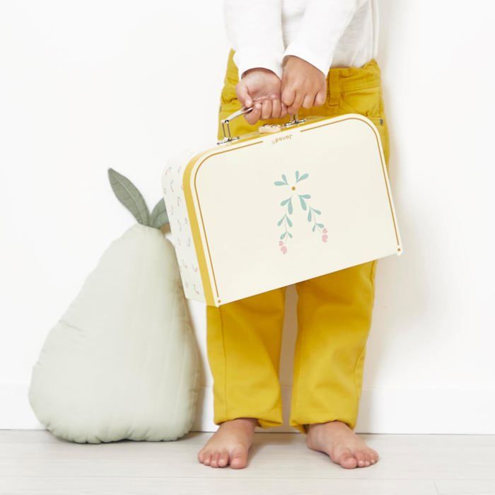 Janod - Valisette Dinette Holz - Picknickset für Kinder - Für 4 Personen - 25 Teile - Valisette aus Karton - Ideal als Küchenzubehör für Kinder - Fördert die Vorstellungskraft - Ab 3 Jahren - J06637