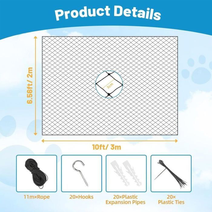 Filet de protection pour chat - filet anti-chute - protection pour ...