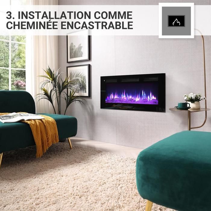 Cheminée électrique BALDERIA Leif 36 - 3 en 1 - noir - Cdiscount Bricolage