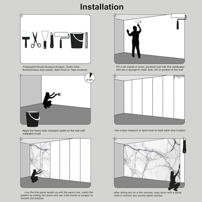 Papier Peint Photo Wallpaper Mural,3D Panoramique Murale Marbre Blanc ...