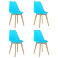 17379Haut de gamme® Lot de 4 Chaises de salle à manger - Chaise à dîner - Robustes et Résistantes - Bleu Plastique-0