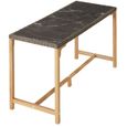 TECTAKE Table de bar en rotin LOVAS Résistant aux intempéries et aux rayons UV Plaques en grès cérame amovible - Marron Naturel-0