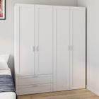 IDMARKET Armoire 4 portes VITO blanc penderie 160 cm avec 2 tiroirs et étagères