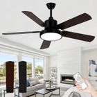 DELIPOP Ventilateur de plafond -6 Vitesses Fan Silencieux - 5 pales feuilles noires - LED dimmable - Noir
