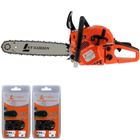 GT GARDEN - Tronçonneuse thermique 62 cm3, 3.5 CV, guide 40 cm, 2 chaînes