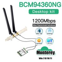 Kit BCM94360ng - Adaptateur sans fil M.2 pour ordinateur de bureau, double bande, 2.4-5G, 802.11AC, Bluetooth