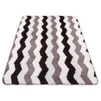 Tapis salon shaggy 100 x 160 cm - descente de lit chambre grande taille tapis poils longs moderne Zigzag gris noir et blanc