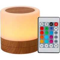 Veilleuse, lampe de chevet USB avec fonction tactile et LED colorées RGB, livrée avec télécommande