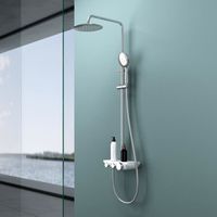 Colonne de douche chromé Sogood système de douche flexible avec robinetterie mitigeur douchette à mains pomme haute