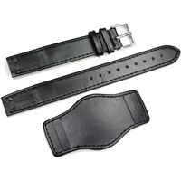 Sulla Bracelet de montre en cuir pour homme Aviateur avec protection de couvercle Noir 18 mm