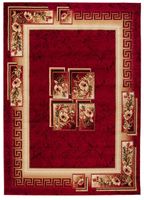 TAPISO Tapis Salon Poils Courts ATLAS Rouge Marron Crème Floral Polypropylène Intérieur 160x220 cm