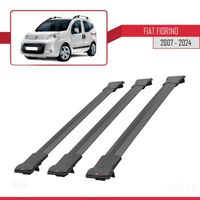 Pour Fiat Fiorino 2007-2023 Barres de Toit Railing Porte-Bagages de voiture 3 pièces FLY Modèle NOIR 754