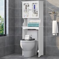 GIANTEX Meuble Dessus Toilettes WC,Meuble/Colonne Salle de Bain avec 2 Portes+ 3 Étages,1 Étagère Réglable,60x21,5x170,5 CM,Blanc