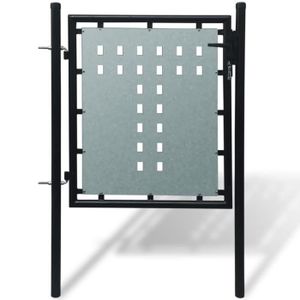 PORTAIL - PORTILLON Porte de jardin MVS - Portail simple de clôture Noir 100x150 cm,16,9 Kg