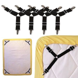Noir Toweter 8 Pi/èces// 2 Set Pinces de Matelas,Feuille Matelas Sangles de Coin,Attach//Titulaire//Sangle Pour Vos Feuilles