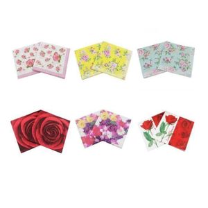 4 X Single Serviettes en papier Fleurs Romantique Coeur Roses Pour Découpage Artisanat 3