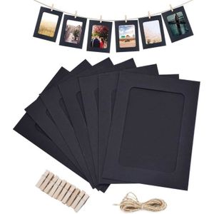 noir Cadre photo en papier 5x7 Kraft cadres en papier photo 30 cadres en carton bricolage avec clips en bois et ficelle en jute 