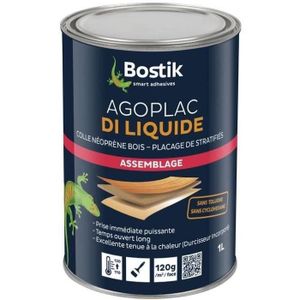 Colle Contact Néoprène - BOSTIK - AGOPLAC DI LIQUIDE - Durcisseur Incorporé - 1 L - Ambré